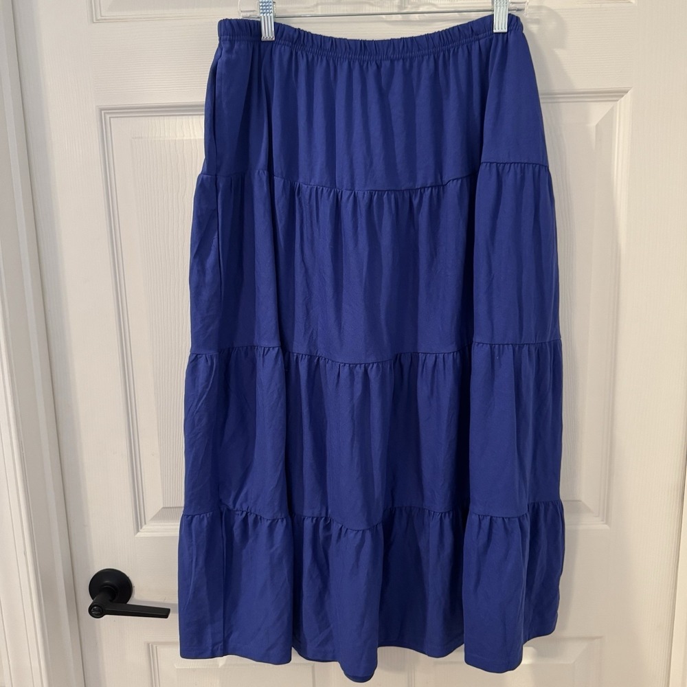 Peasants Tiered Ruffled Full Skirt American Sweetheart Royal Blue midi skirt  XL